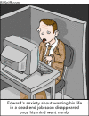 A cartoon of a man sitting at his computer.