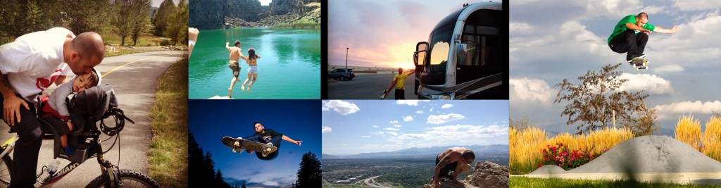 A collage of different pictures with one picture being taken.