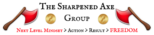 The Sharpened Axe Group logo and motto.
